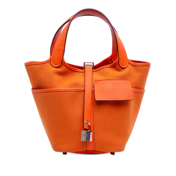 Hermes Handbags - Pre-Loved Hermes Toile Goeland and Swift Cargo Picotin Lock 18